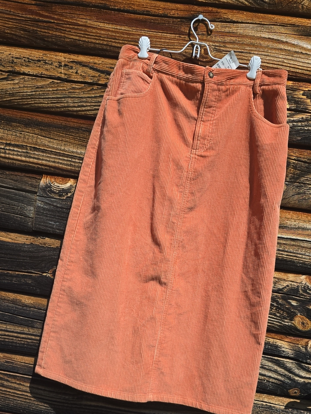 Orvis NWT Weathered Coral 100% Cotton Long Modest Corduroy Skirt Sz 14 / XL